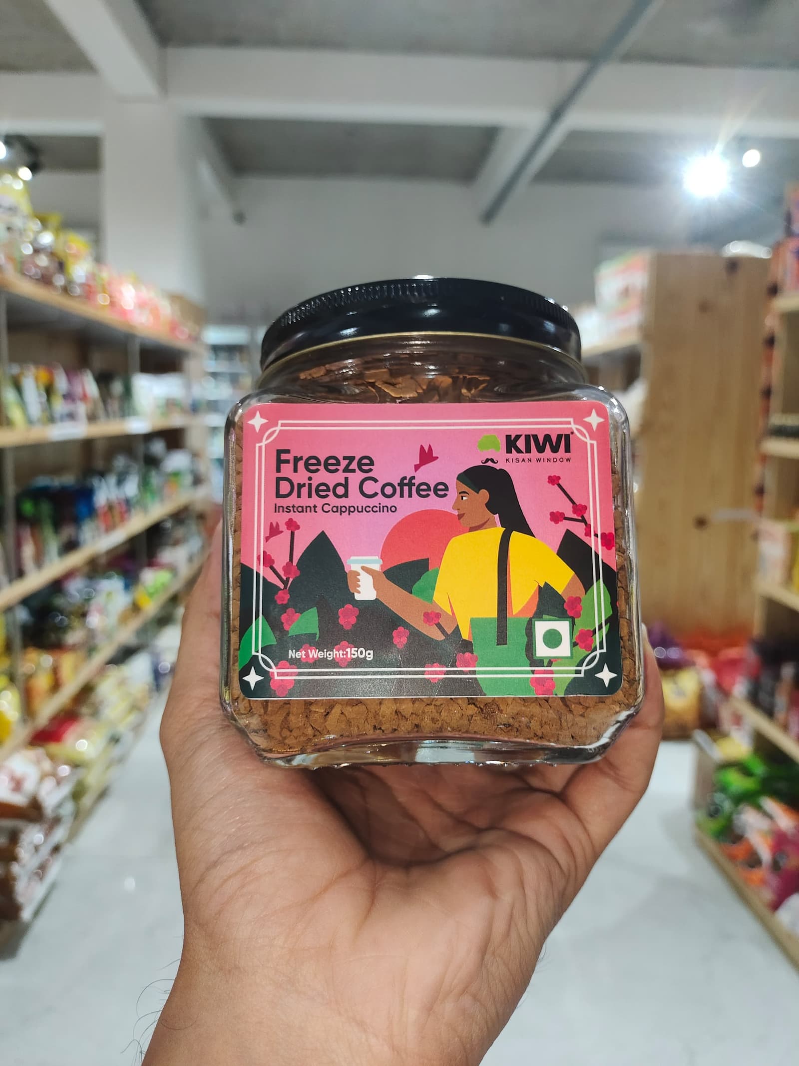 KIWI Kisan Window Freeze‑Dried Coffee Instant Cappuccino 150g - Popular Grocery Product in Dehradun